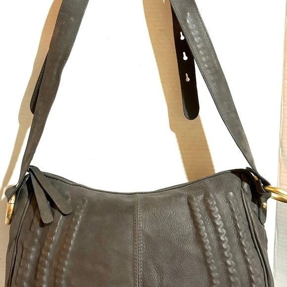 Stuart Weitzman gray leather  suede crossbody handbag - Picture 5 of 9